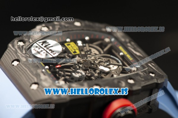 Richard Mille RM35-02 Carbon Fiber With Miyota 9015 Movement 1:1 Clone Blue Rubber - Click Image to Close